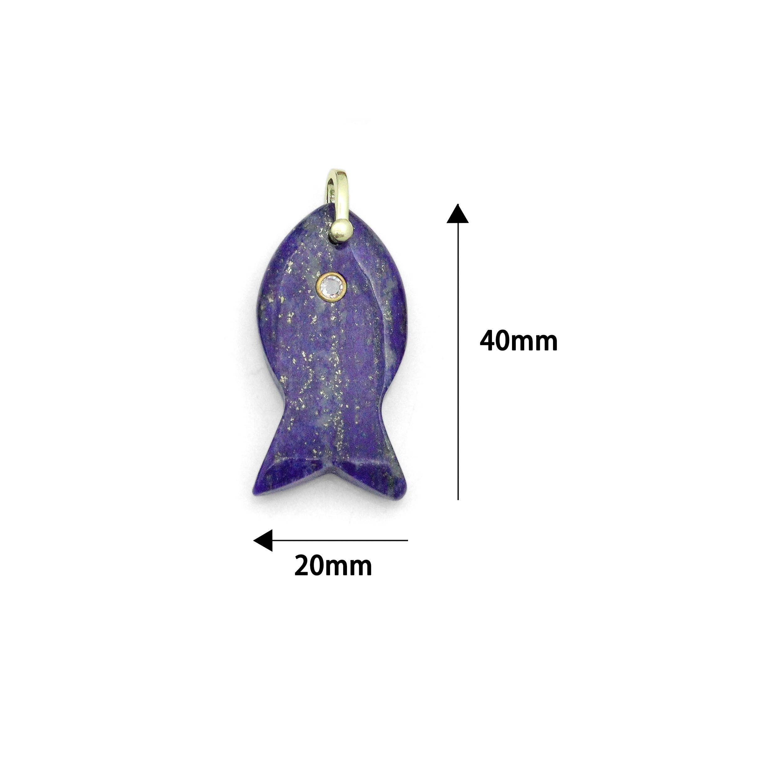 BestBeads&Beyond - Wholesale Individual Charm/Pendant - Naturul Gemstone Fish Charm Pendant, Sku#LY314