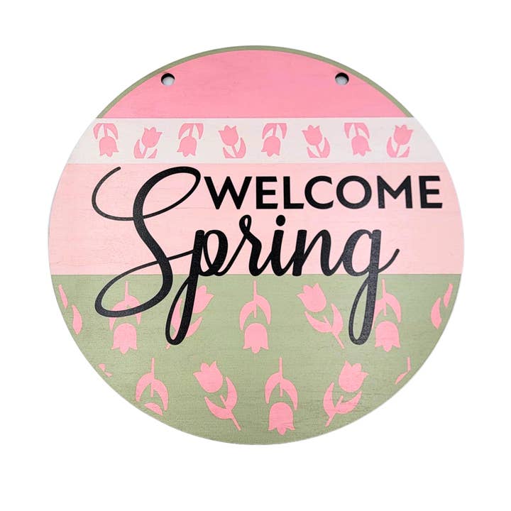Bienvenue Panneau Cercle de Printemps avec Corde Suspendue - Décor de Printemps pour la vente par Home Accents By Driftless