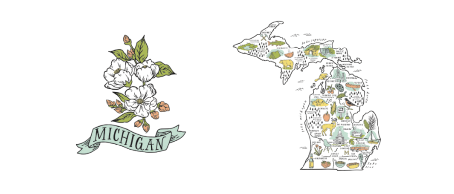 City Bird - Wholesale Coffee Mug - Illustrated Michigan Map Mug1