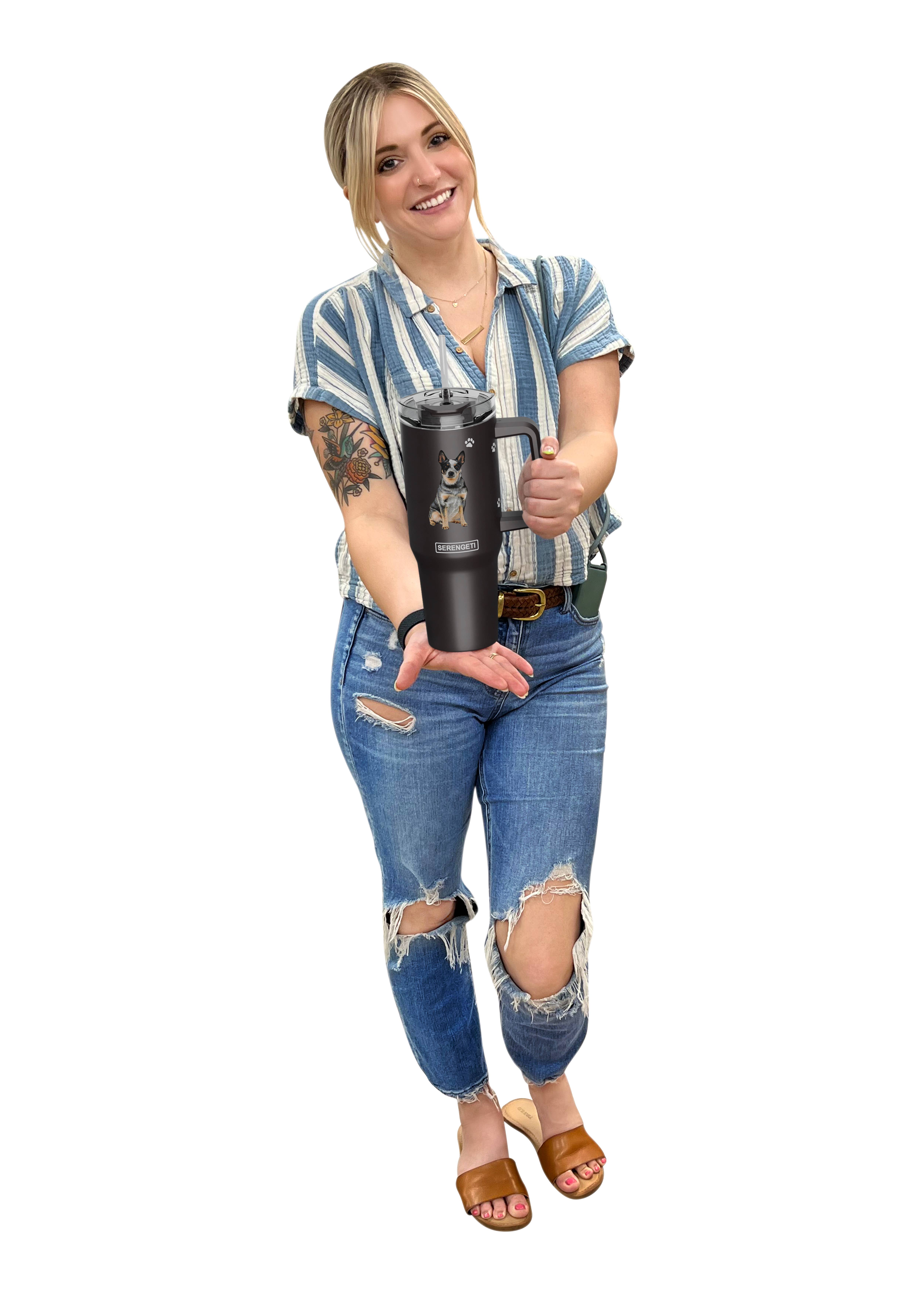 E&S Pets – Engroshandel Thermokop – 40 oz australsk kvæghundetumbler - 3D-trykt - isoleret1