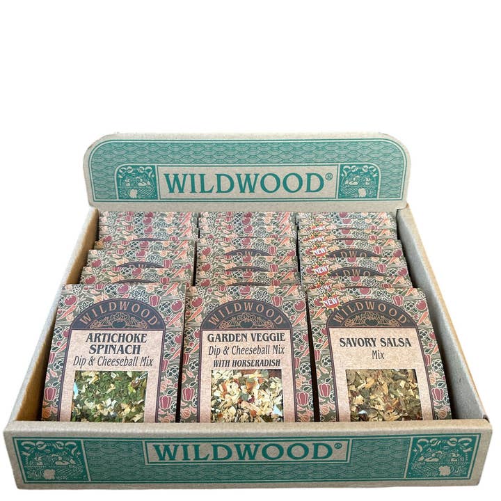 Wildwood Specialty Foods - Wholesale Dip - Fresh Flavors 3 Dip Display: Artichoke Spin, G. Veg, Salsa0
