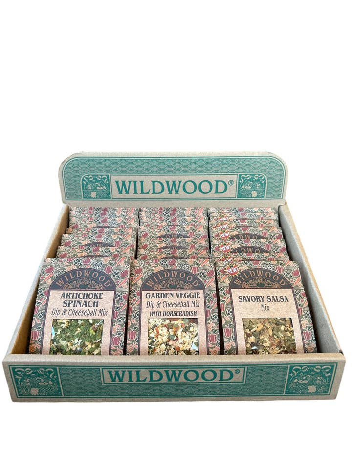 Fresh Flavors 3 Dip Display: Artichoke Spin, G. Veg, Salsa for wholesale by Wildwood Specialty Foods