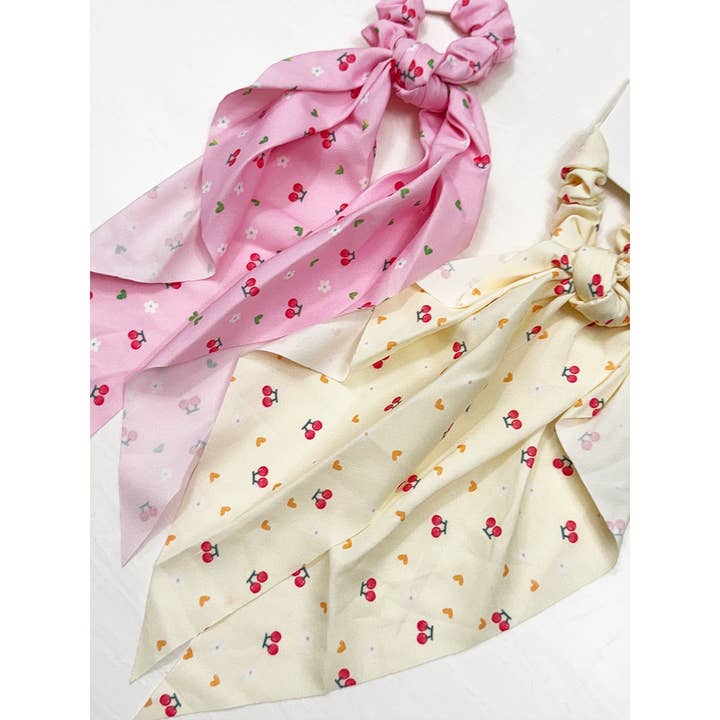 MIX COLOR Cherry Print Colorful Scrunchie Scarf for wholesale on Faire2