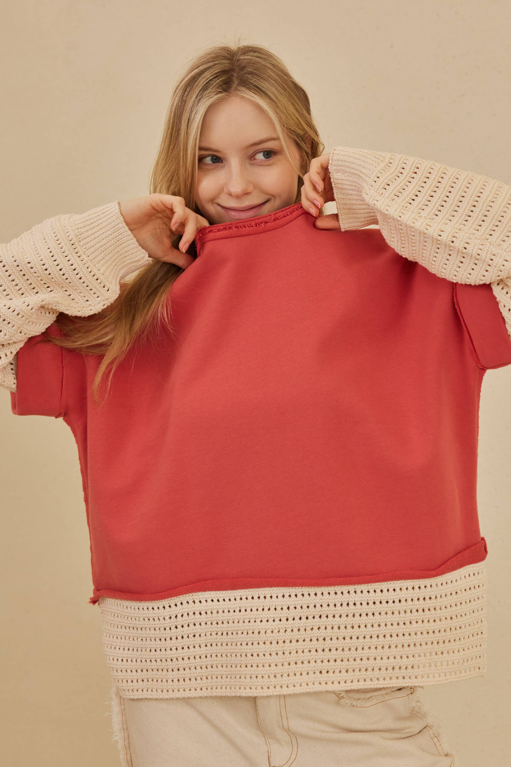 Mello. - Wholesale Knit Sweater - Women's - Washed Layered Knit Sweater1