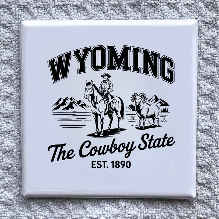 Wyoming 2x2" Statemagnet - Handgjort kylskåpssouvenir för wholesale av Made With Aloha Magnets,llc