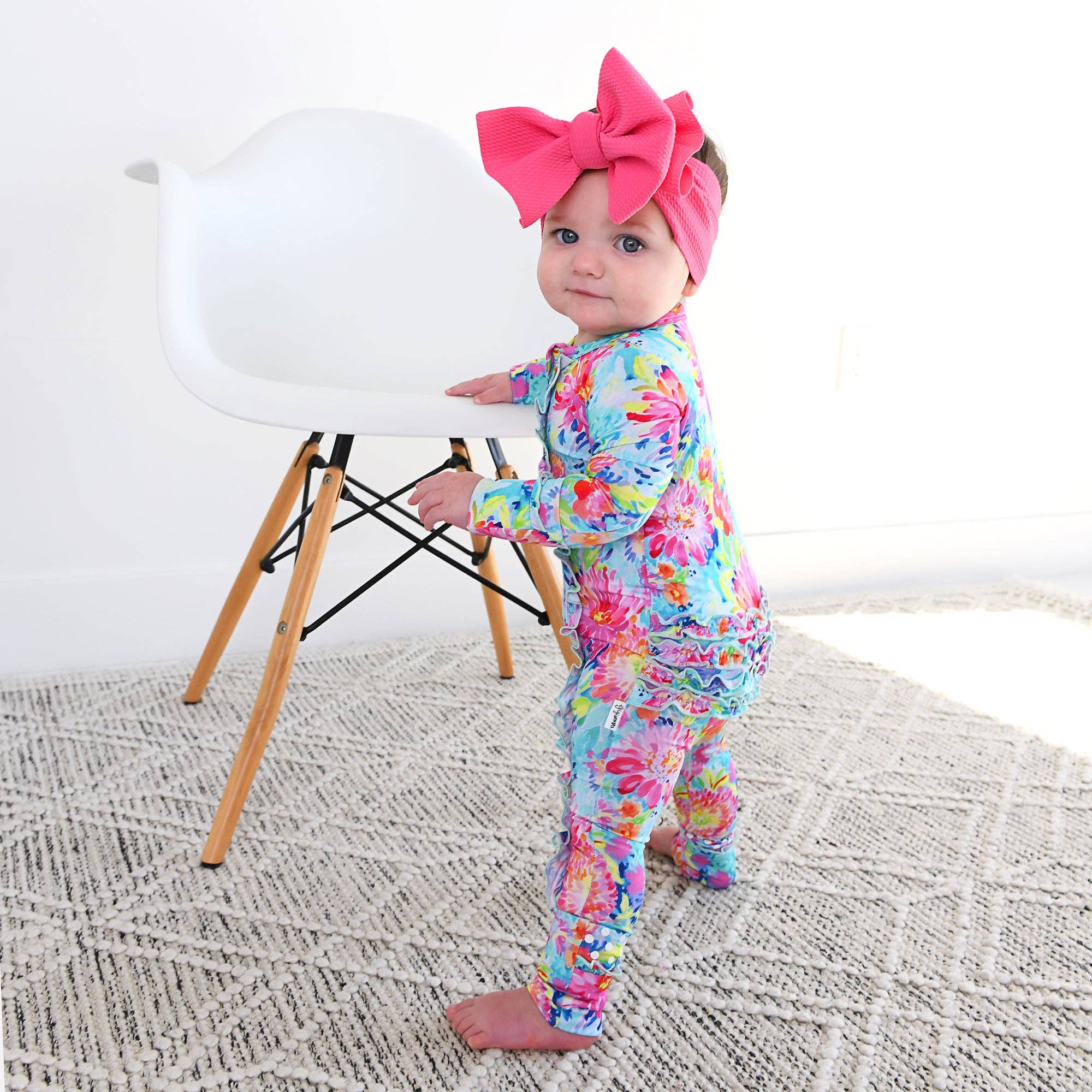 Gigi and Max - Wholesale Jumpsuit - Baby - Bianca RUFFLE ZIP Bamboo Floral Sleepies Little 9