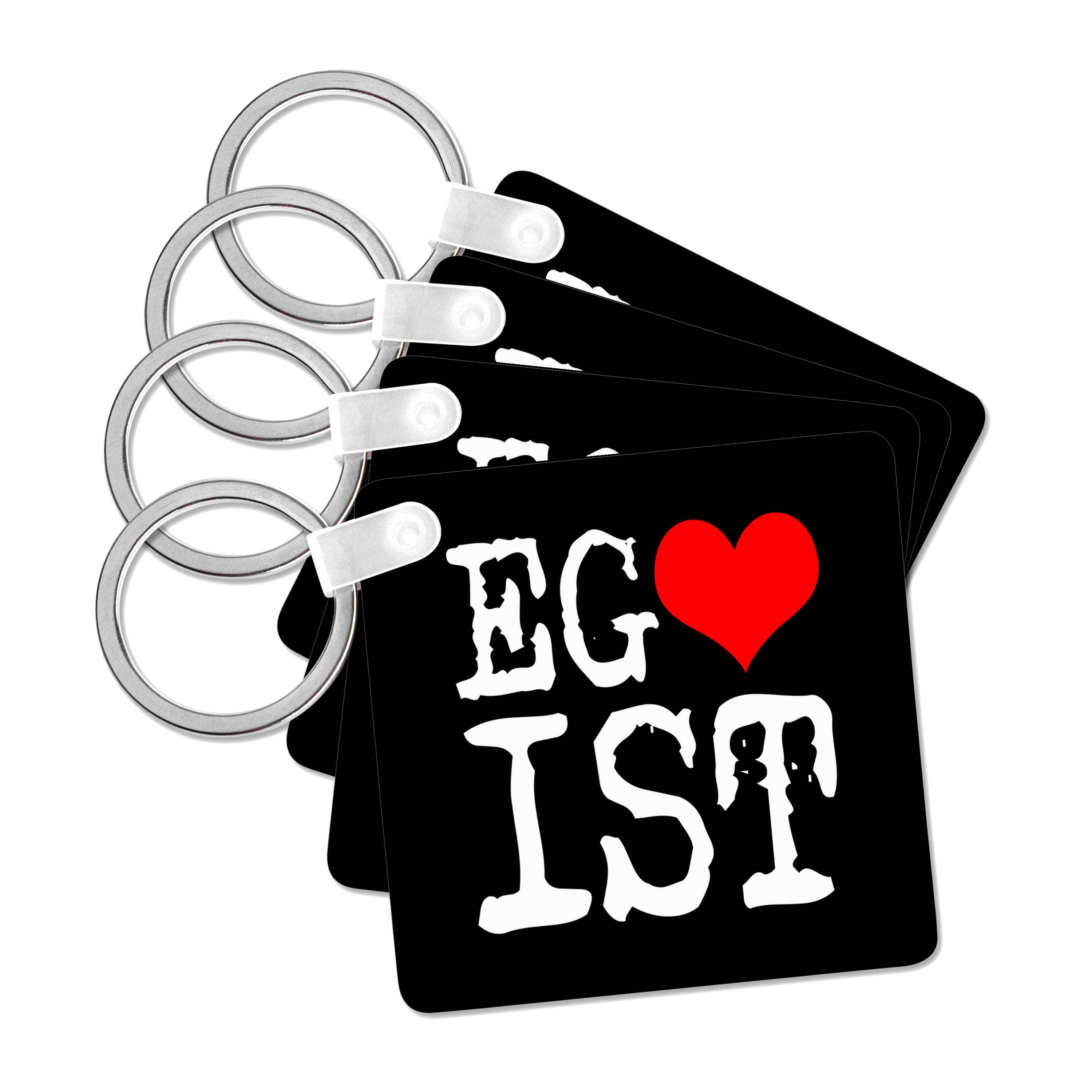 3dRose – wholesale Keychain – Unisex – 3dRose, White Egoist text and a red heart, black background, Key Chain0