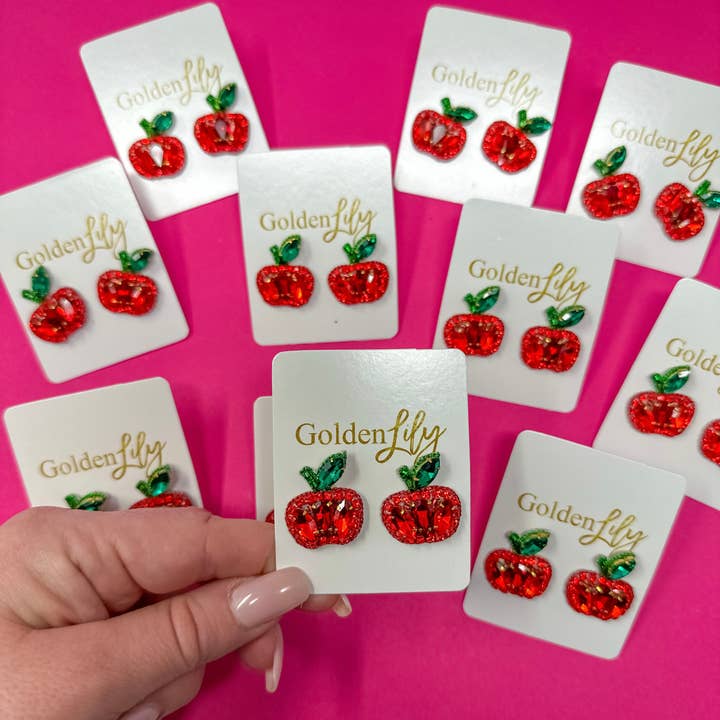 Back to School - Apple Stud Earrings for wholesale by Golden Lily