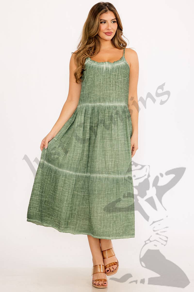 JUST CRUISING - India Casual Designs – Engroshandel Kjole - Dame – Lagvis bomulds dobbel gaze midikjole med justerbare stropper1