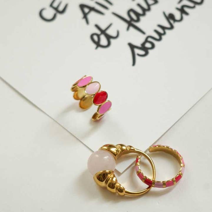 Bijoux 7bis - Wholesale Multi-Stone Ring - Adjustable Steel Ring Oval Enamel Ring MUST HAVE3