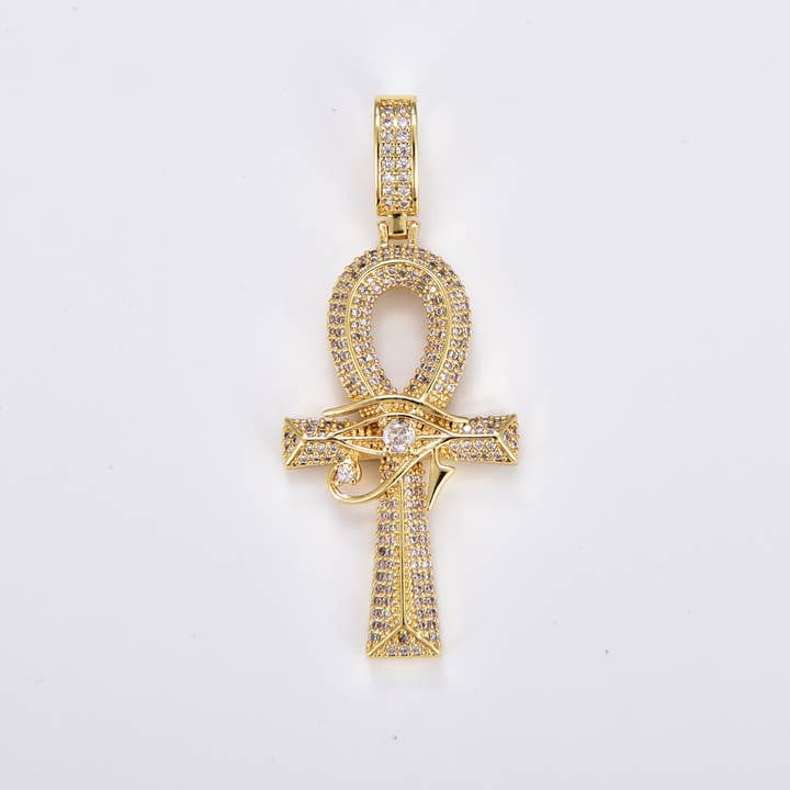 Beads Creation - Wholesale Individual Charm/Pendant - Ancient Egyptian Eye Cross Ankh Charm in Gold Filled, CP1864