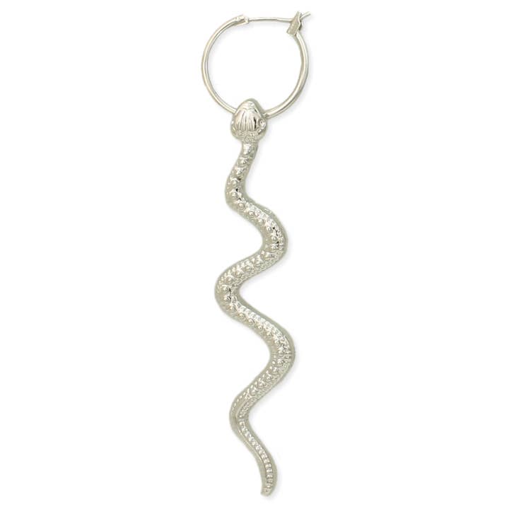 ZAD - Wholesale Dangle Earrings - Snake Bite Silver Hoop Serpent Earrings