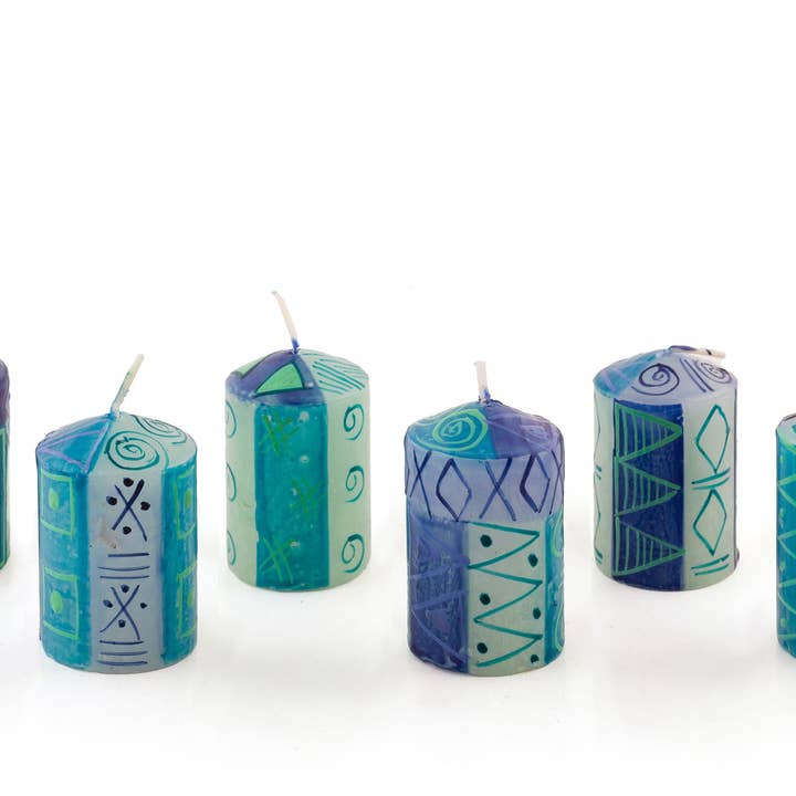 Thumbprint Artifacts - Wholesale Tapered Candle/Candlestick - Blue and Green Candle6