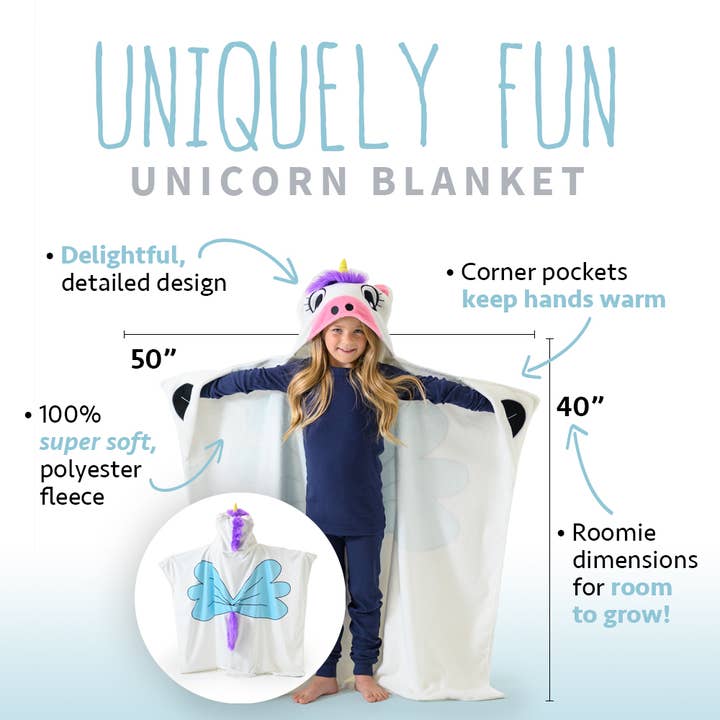 Canoogles – wholesale Filtar – Barn och baby – Unicorn Barn Hooded Filt