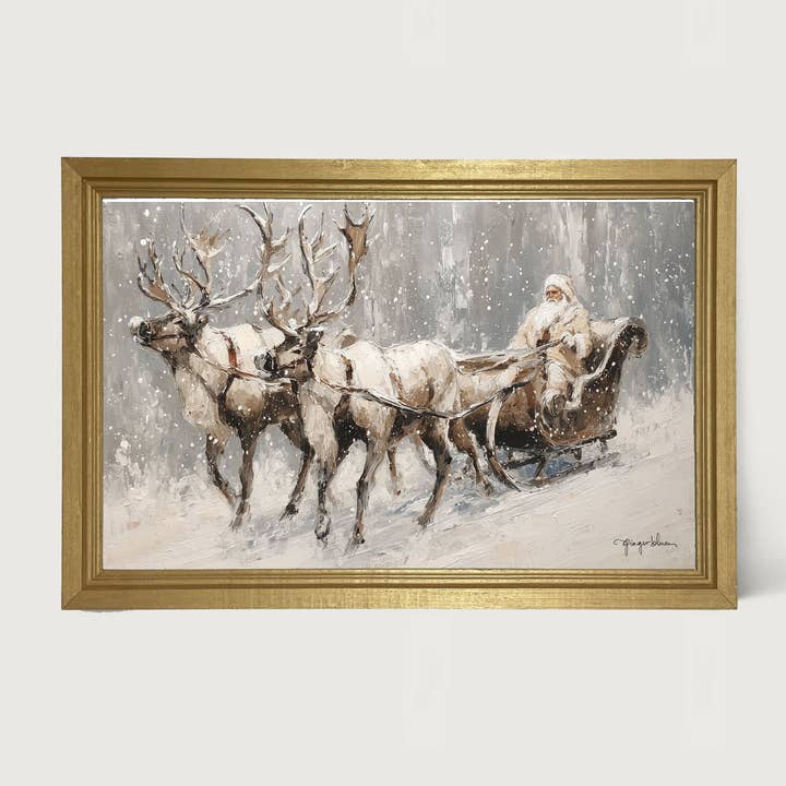 ginger blue - Wholesale Art Print - Sleigh Ride in Forest - Horizontal Frame3