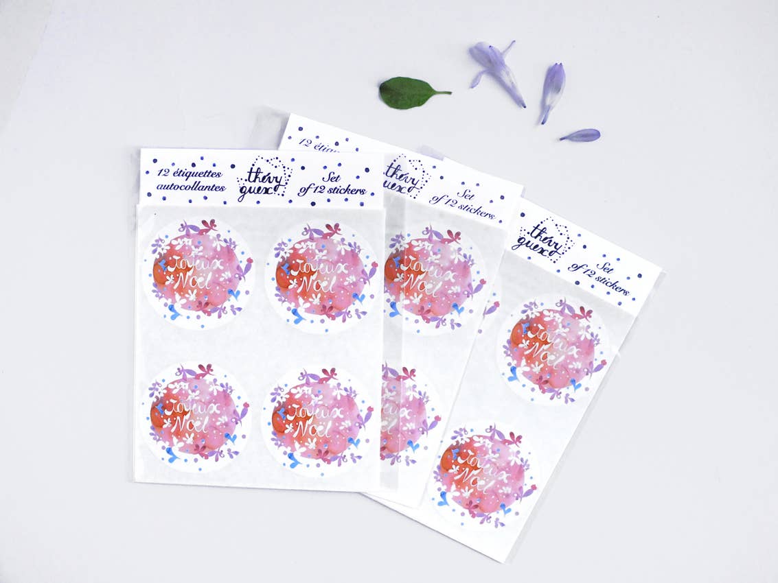 Thévy Guex - Wholesale Gift Tag Label - SET OF 12 SELF-ADHESIVE MERRY CHRISTMAS LABELS2