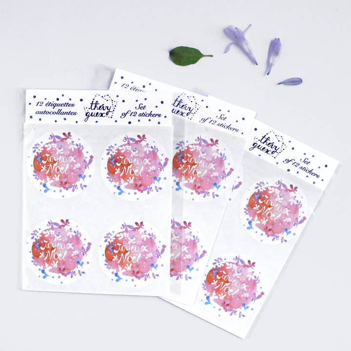 Thévy Guex - Wholesale Gift Tag Label - SET OF 12 SELF-ADHESIVE MERRY CHRISTMAS LABELS2