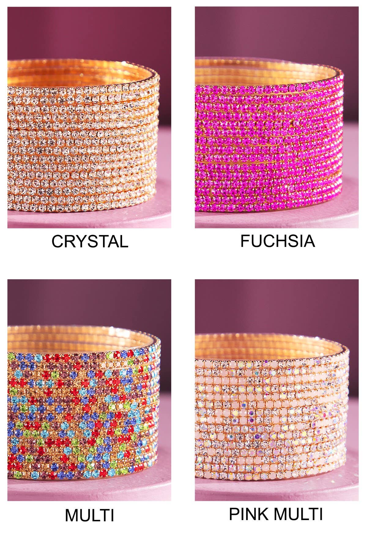 Urbanista - Wholesale Bangle Bracelet - 15-Layered Stackable Glass Stone Bracelets10