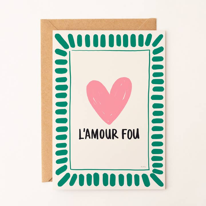 L’Amour Fou Wenskaart – Franse Liefdeskaart voor wholesale door Art Prints by Rio Soléy