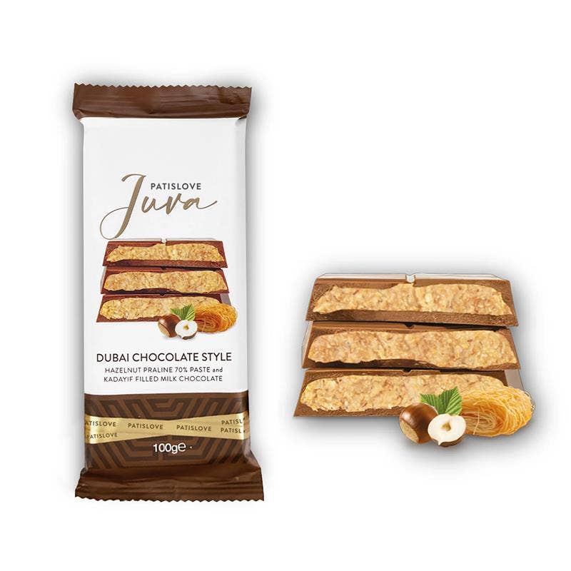Patislove - Wholesale Chocolate Bar - Hazelnut Praline & Kadayif Milk Chocolate, 100G1