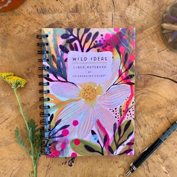 Erika's Whimsical Art – wholesale Notebook – Wild Ideas -A5 Handmade Notebook / Illustrated Journal 1