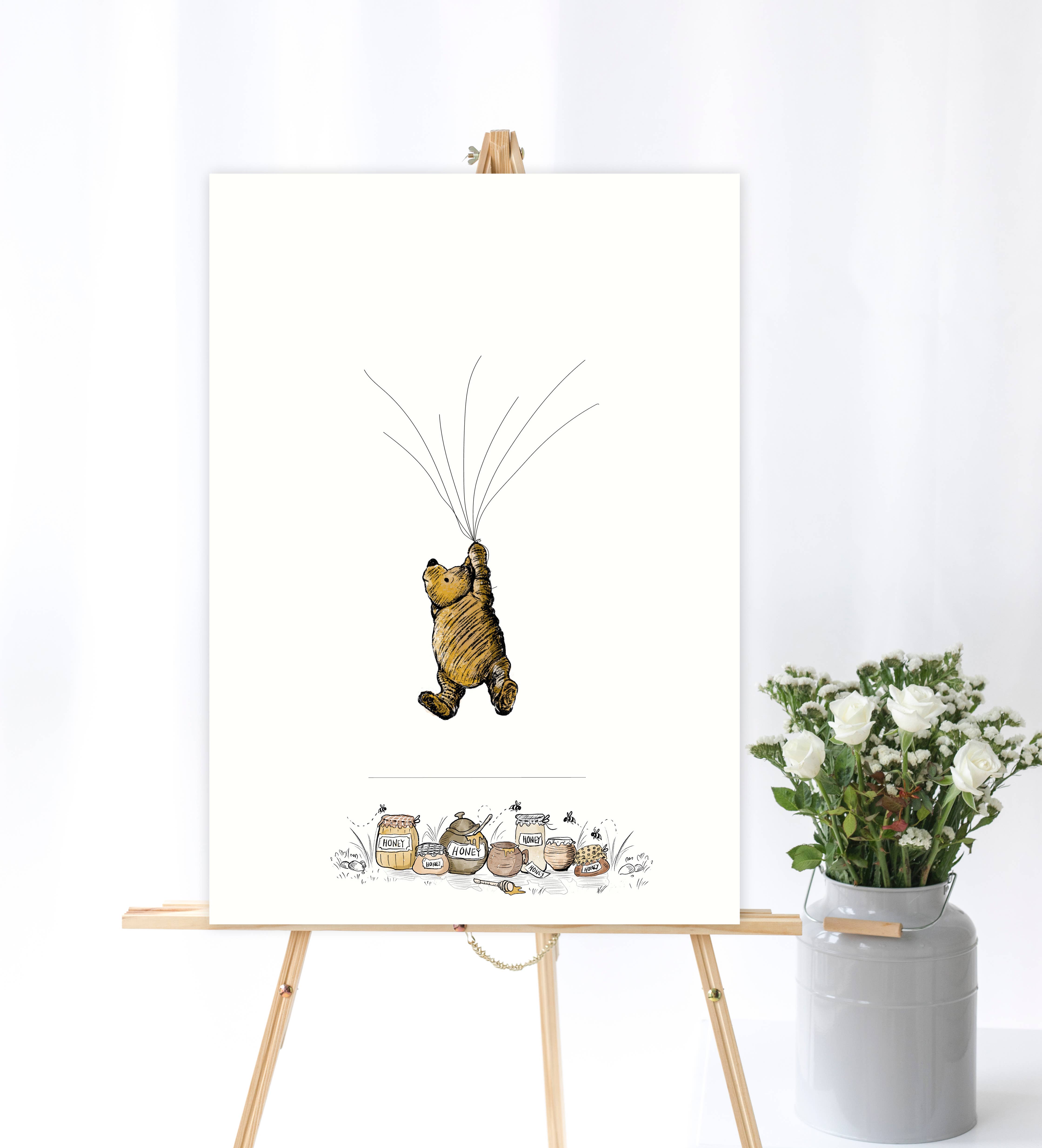 Mouse and Pen Illustration ApS - Wholesale Guest Book - Fingerprint - Winnie-the-Pooh with balloon (blue )1