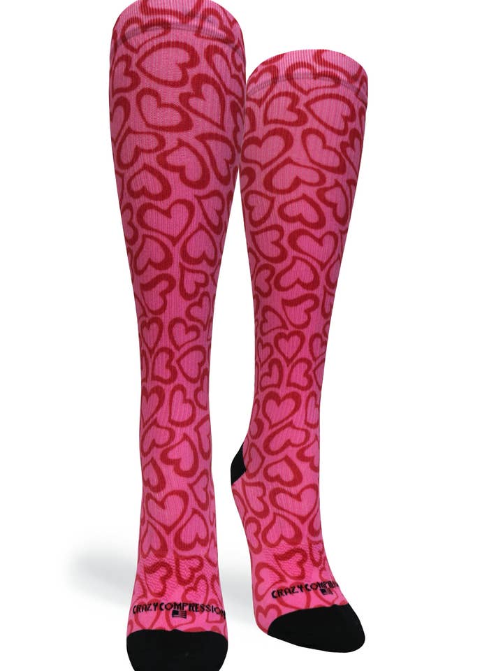 360 Hearts Hug OTC Compression Socks (Standard & Extra Wide) for wholesale by Crazy Compression