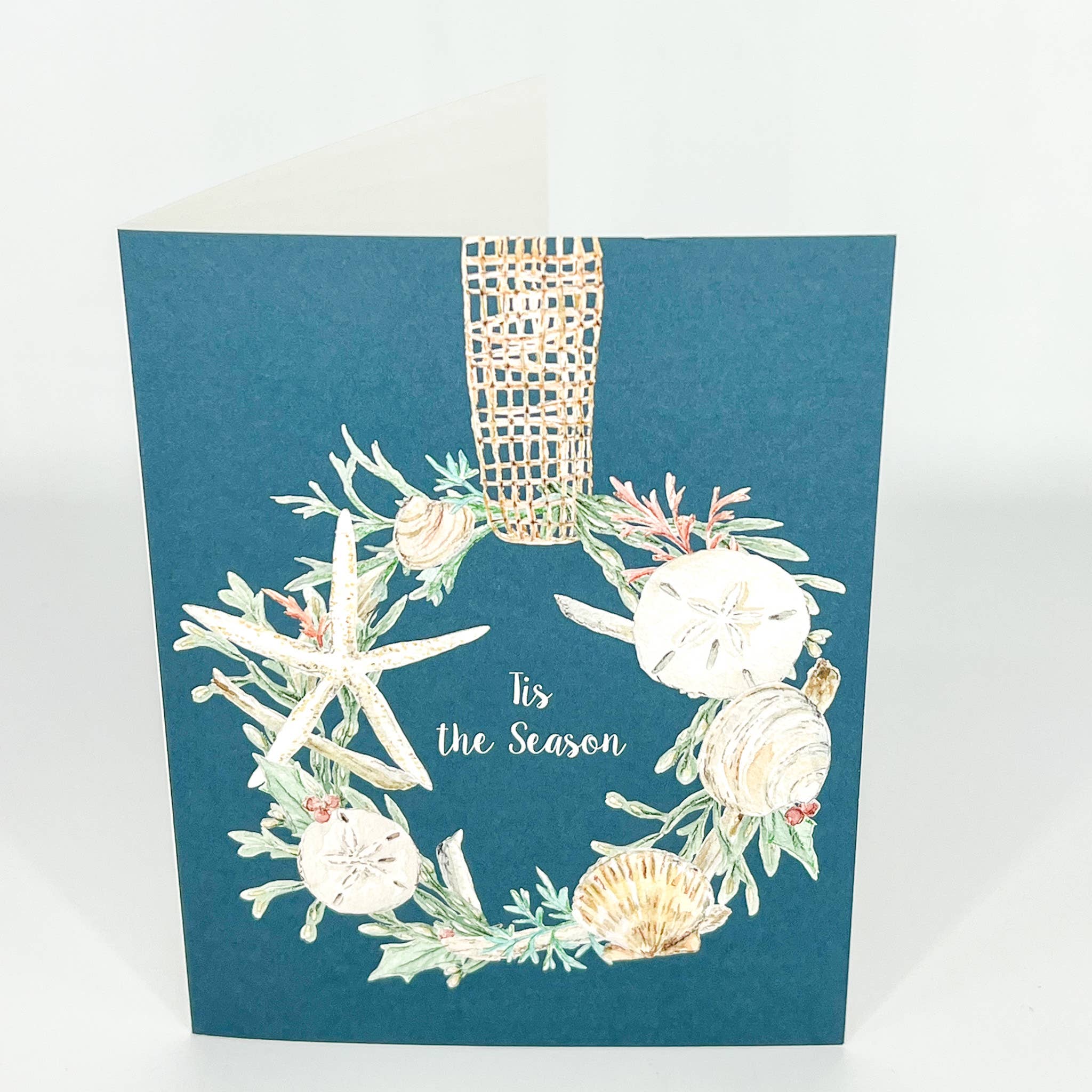 Melissa Hyatt – Großhandel Briefpapier-/Postkarten-Set – "Aquarell-Grußkarte 'Seaside Wreath' - 6er-Pack"1