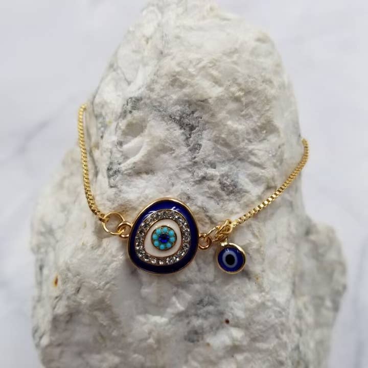 The Pretty Jewellery - Wholesale Charm/dangle bracelet - Crystal Evil Eye Slide Bracelet