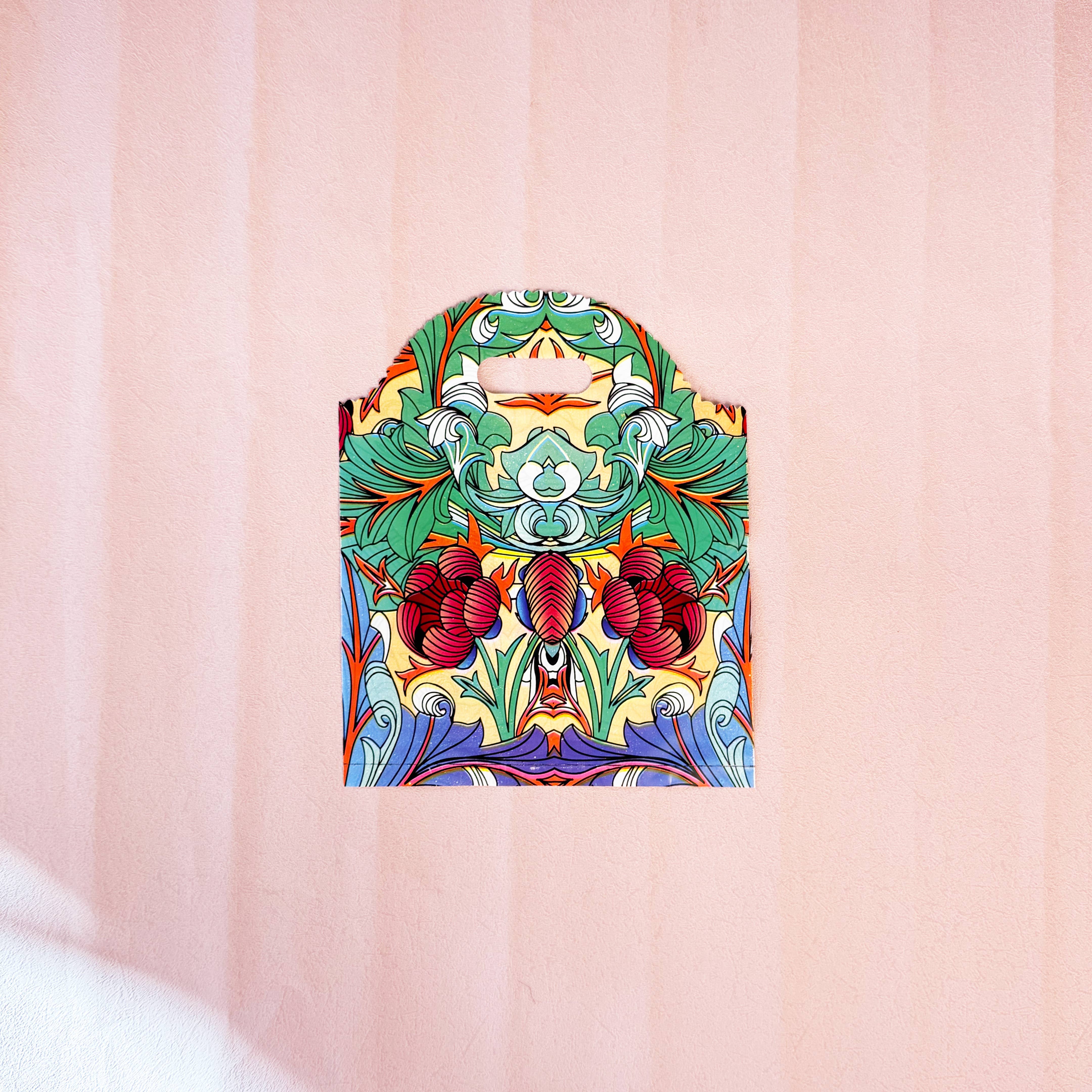 ByHome – Engroshandel Gavepose – 50 stk., farvet glas mønster blomster linjekunst PVC gavepose0