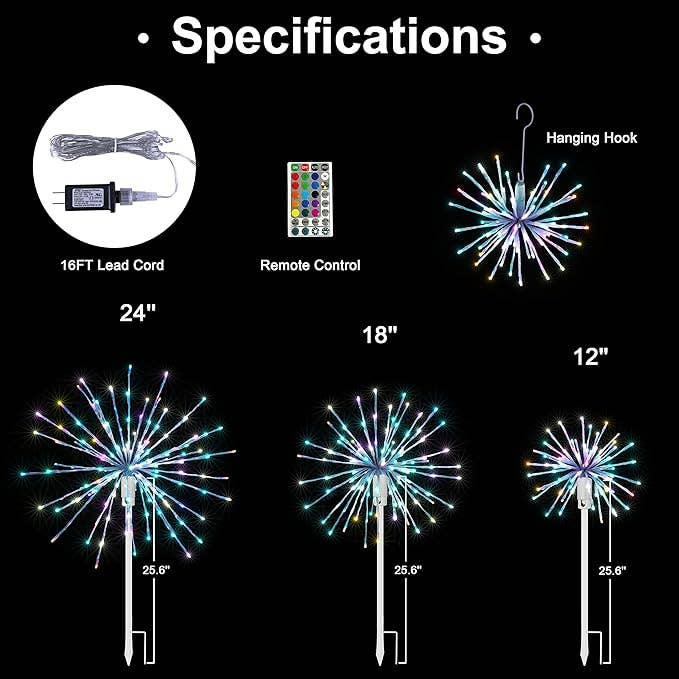 LIGHTSHARE - Wholesale Outdoor/Lawn Light - Starburst Light Lighted Ball LED Firework Lights White Twink23