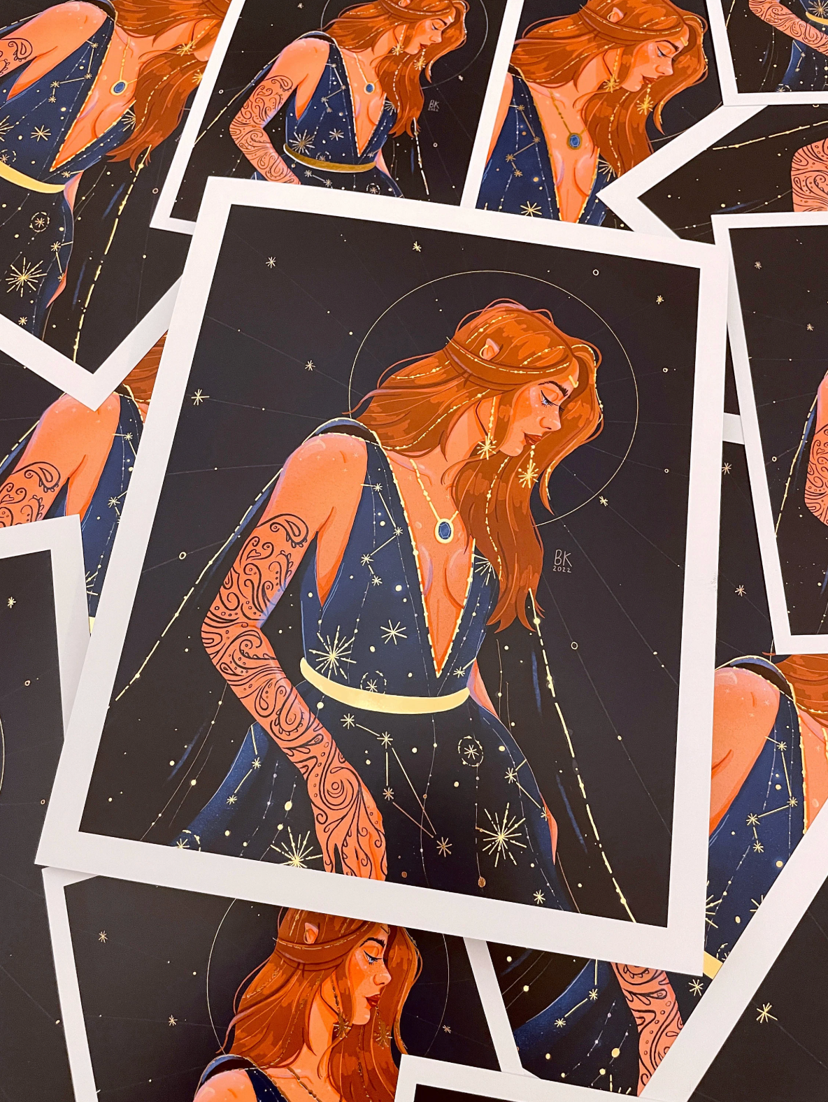 Brittany Keller Art - Wholesale Art Print - Feyre Gold Foil Print2