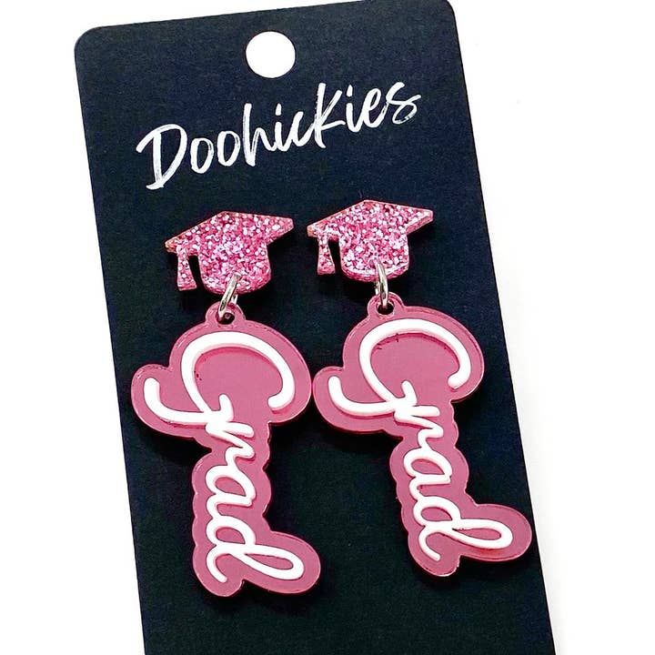 Doohickies - Wholesale Dangle Earrings - 2" Layered Grad Dangles- Graduation Earrings