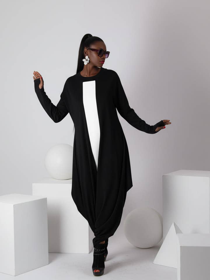 Combinaison Harem Noire et Blanche Opale pour la vente par EUG fashion