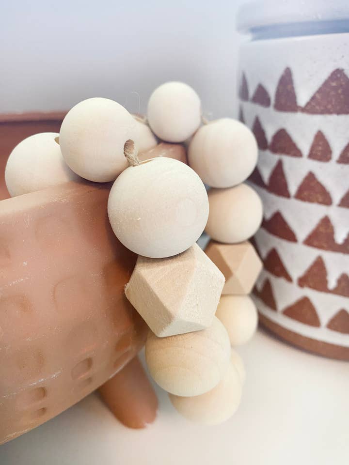 Geometric Wood Bead Garland for wholesale by Simply Styled Art
