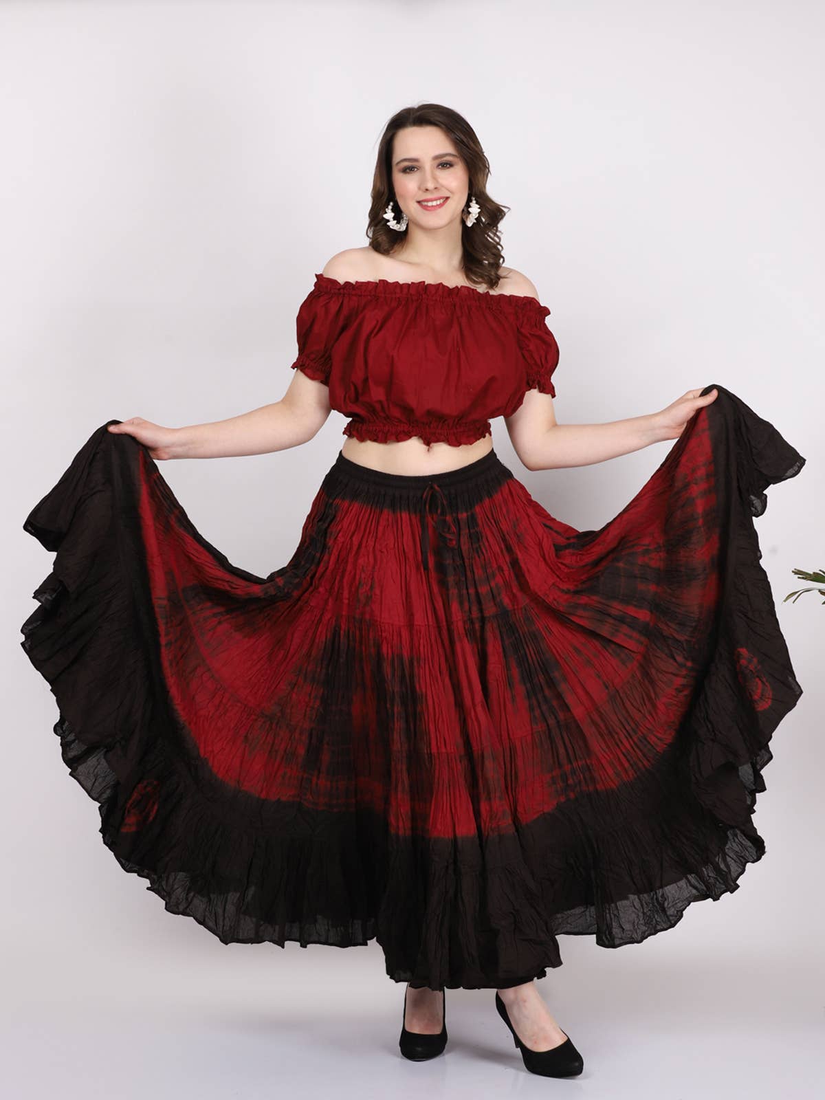 Wevez - Vente Jupe – femme - Jupe Renaissance en coton de 25 mètres de style American Tribal Style10