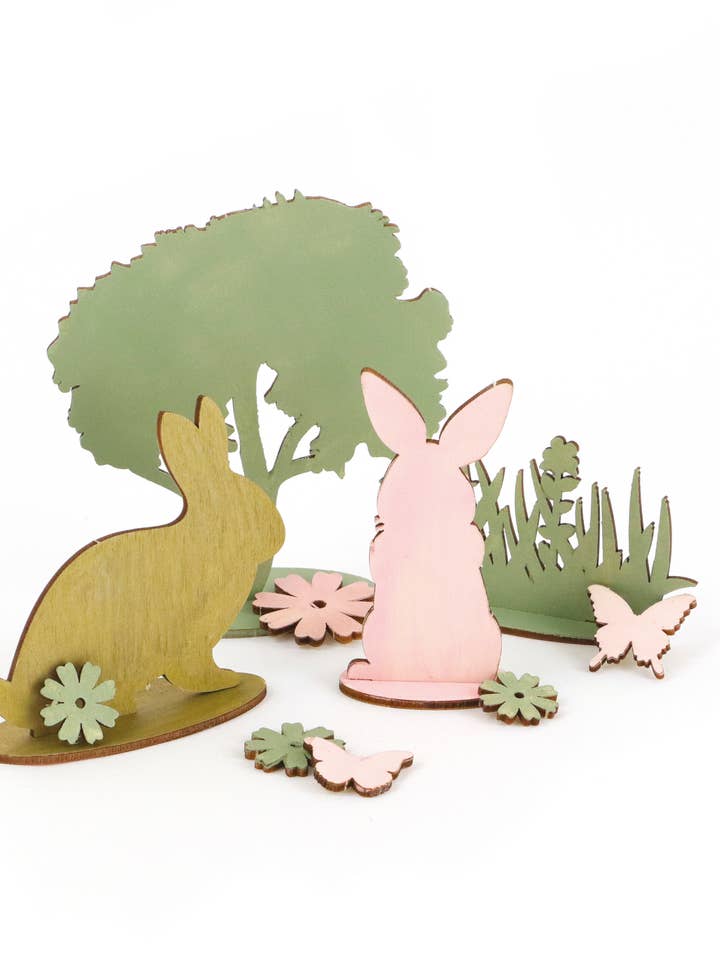 NATURAL RABBIT DECOR TO ASSEMBLE WOOD 175x225mm for wholesale by Graine Créative