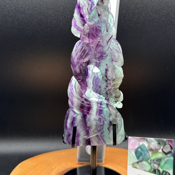 Exquisite Rainbow fluorite eagle w/ snake carving G656B for wholesale by The 7 Directions