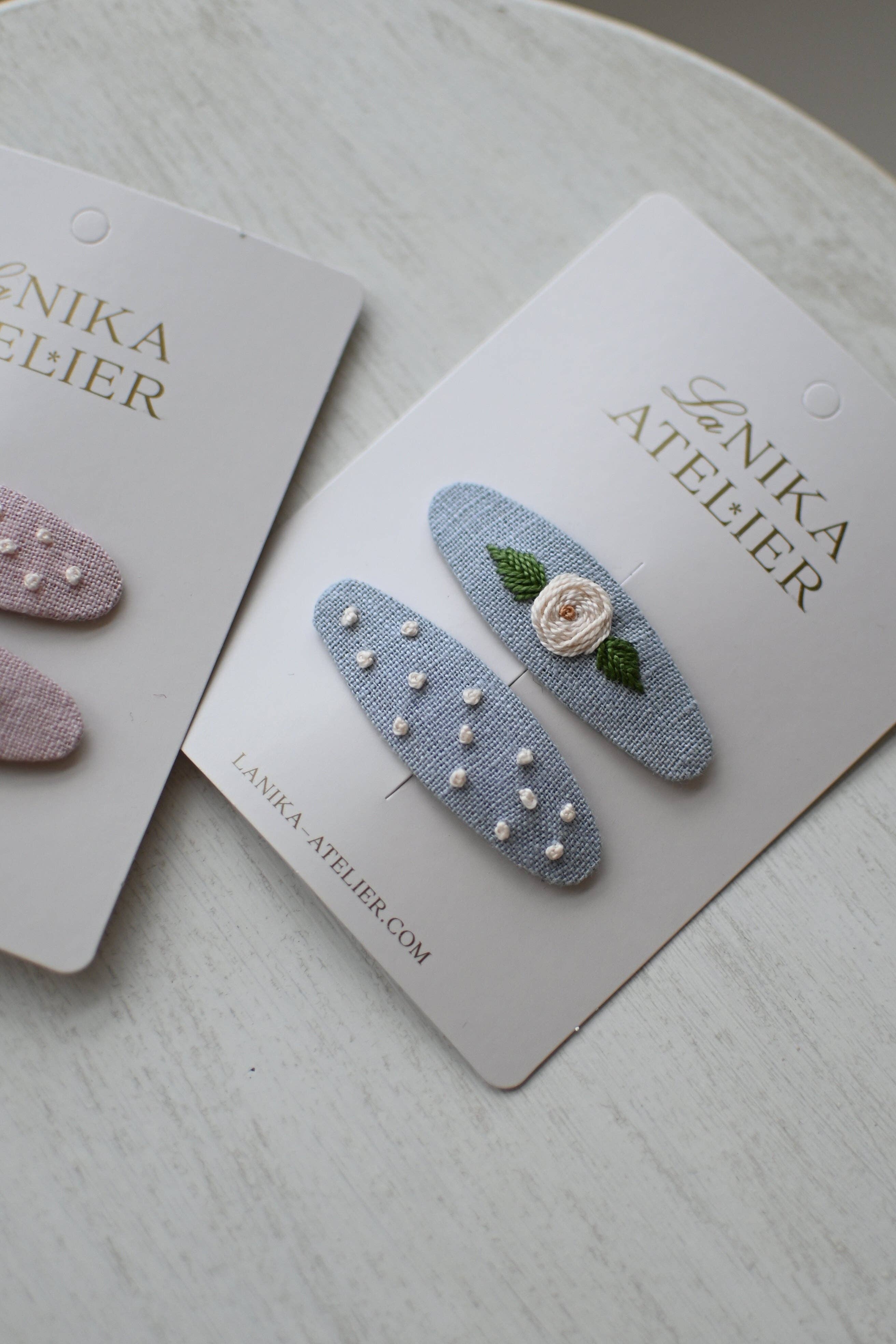 Lanika Atelier, Nika Korošec s.p. - Wholesale Hair Clip - Women's - Oval Hair clips Rose + dots5