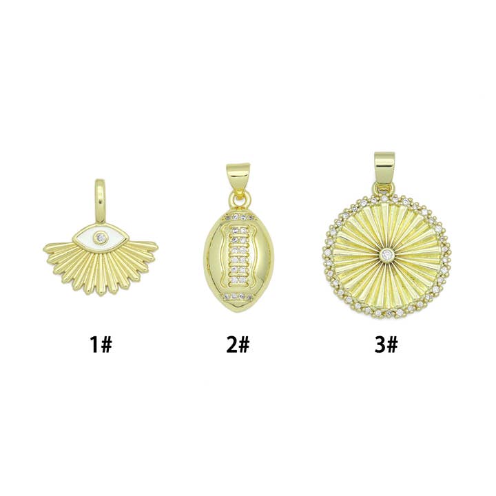 CZ Fan Evil eye, football, Radical Coin Pendant charm, Sku#LX929 and other Purchase Wholesale size 3 footballs. Free Returns & Net 60 Terms on Faire trending on Faire.