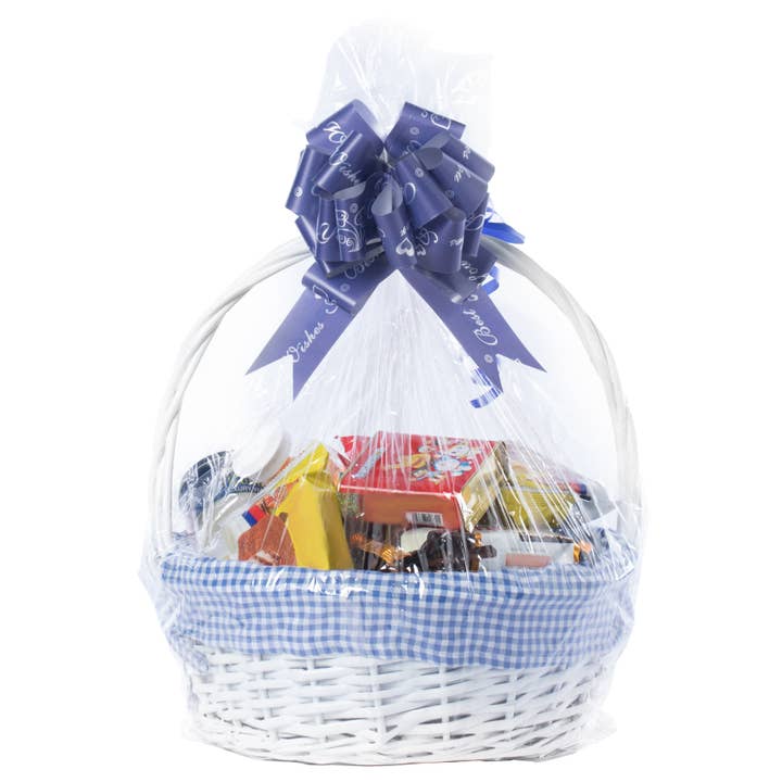 Quickway Imports - Wholesale Basket - White Round Willow Gift Basket, with Gingham Liner & Handle8