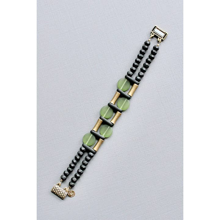 David Aubrey Jewelry - Wholesale Link & Chain Bracelet - JLTB03 black and olivine bracelet