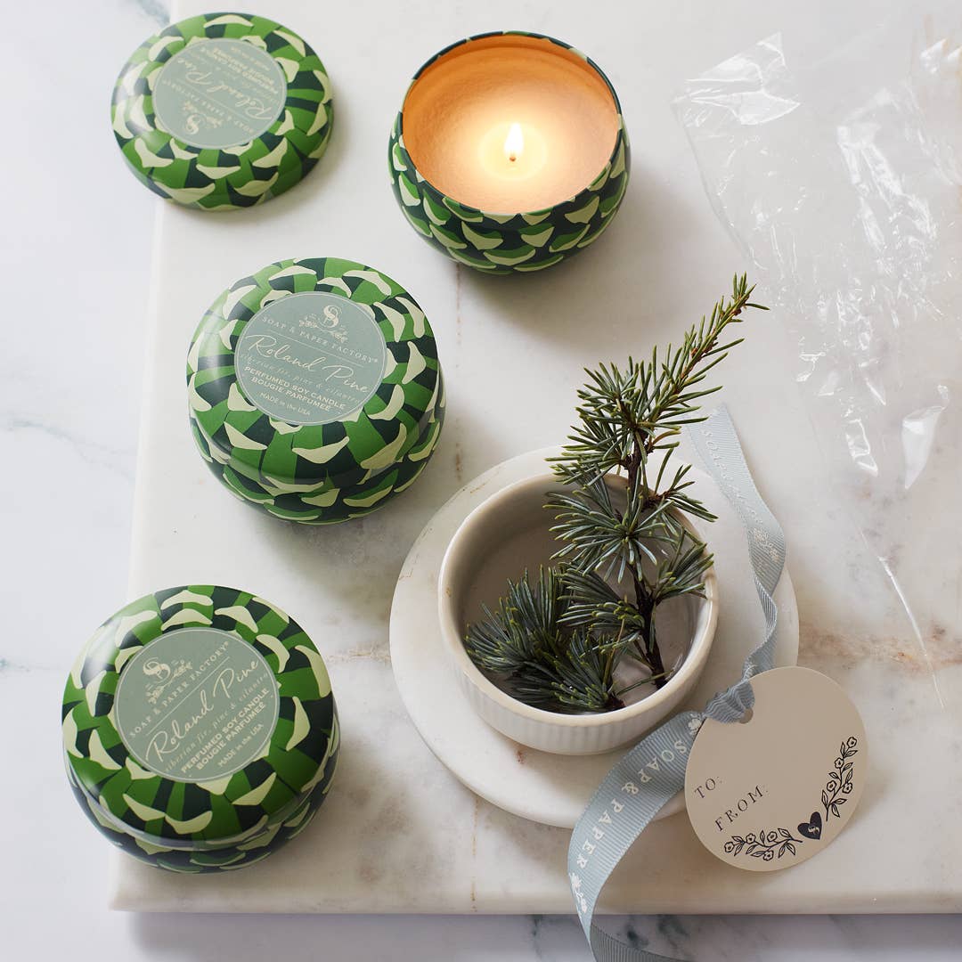 Soap & Paper Factory - Wholesale Travel Candles - Roland Pine Small Tin Trio Holiday Gift Set1