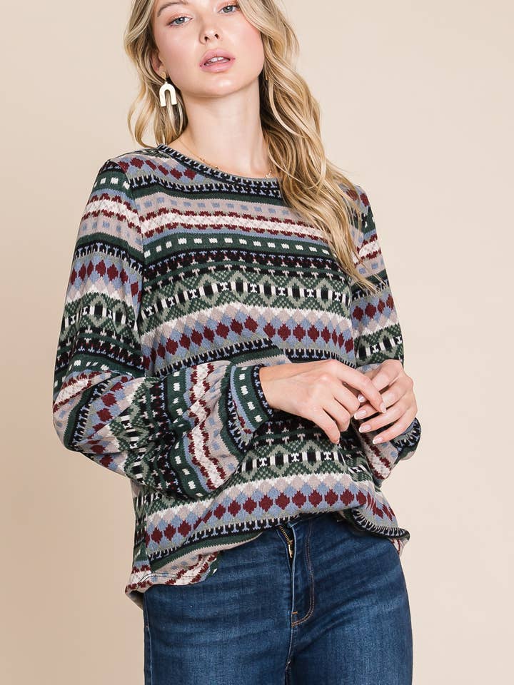 BOMBOM - Wholesale Knit Sweater - Women's - TL1699 AZTEC MIDWEIGHT SWEATER1