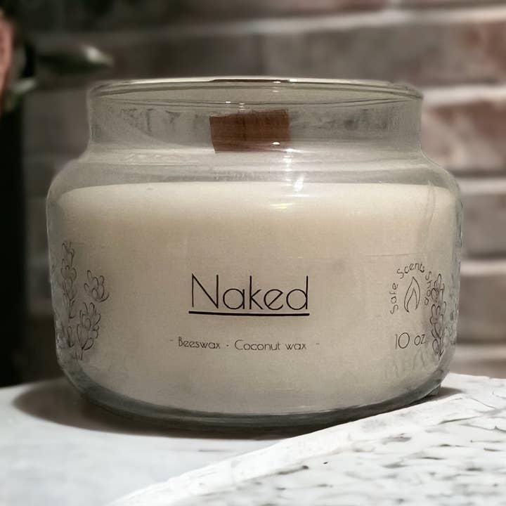Bougie à mèche en bois de 10 oz Naked (non parfumée) pour la vente par Safe Scents Shop