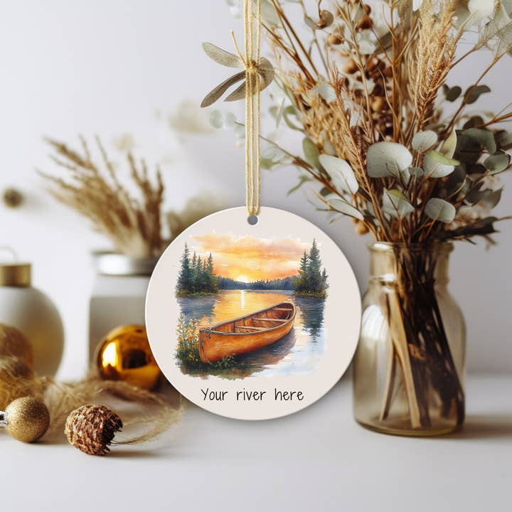 Summer Lake and Sunset Christmas Ornament Name Drop Gift for wholesale by Stad Woodlands