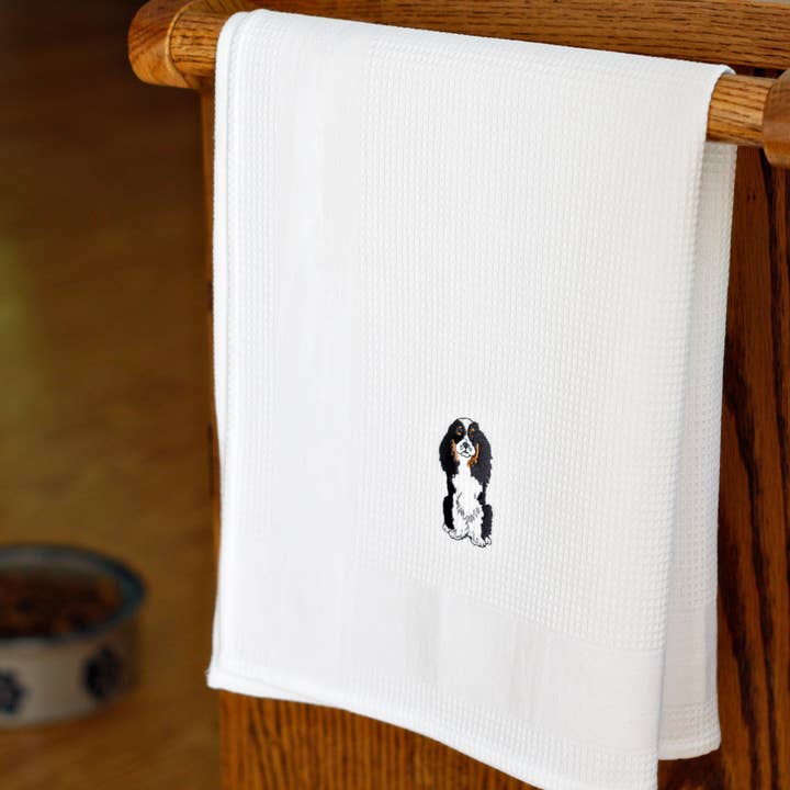 Toalla de mano de algodón con tejido de gofres para perros Spaniel  para venta al por mayor de Ulster Linen