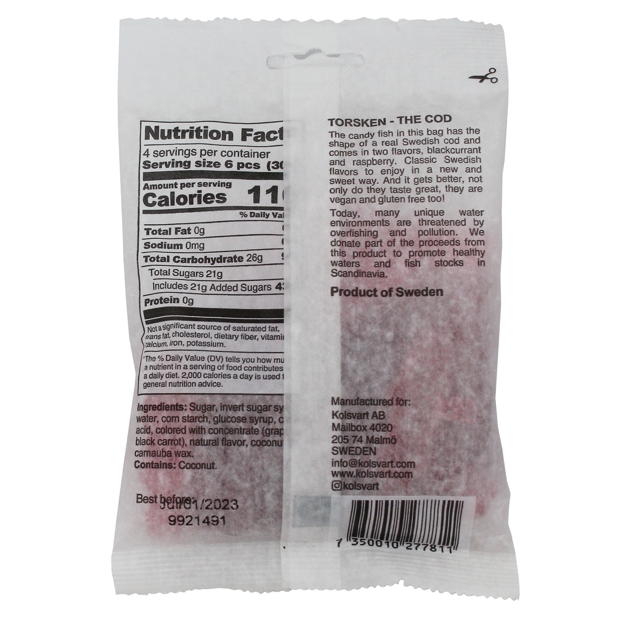 M5 Corporation - Wholesale Gummy - Raspberry and Blackcurrant Swedish Fish - 4.2oz (120gm)2