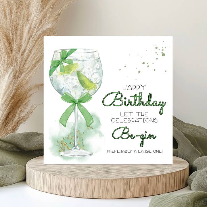 Funny Gin Birthday Card - 6x6 inches 0129-0137 for wholesale by Oliver Rose Designs