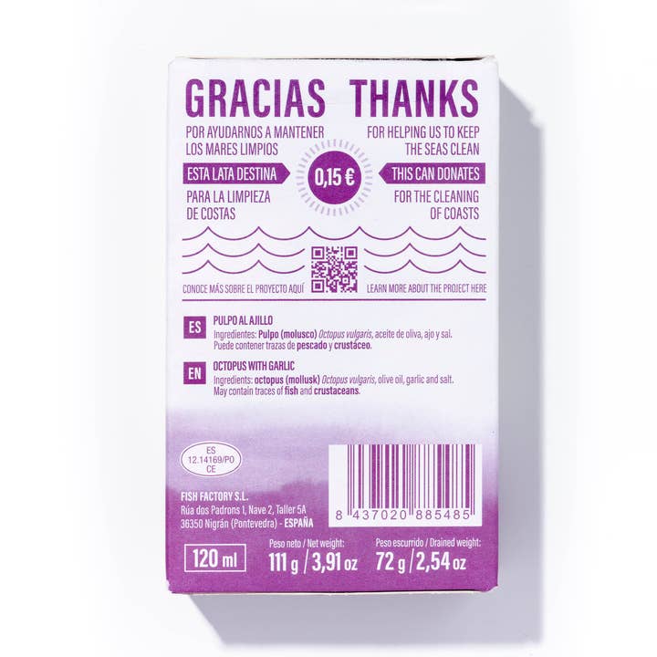 Conservas Luliña - Venta al por mayor Conservas de pescado - PULPO AL AJILLO EN ACEITE DE OLIVA3